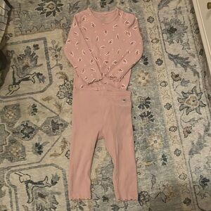 Polarn O. Pyret 9-12M Pink Bodysuit and Pants Set